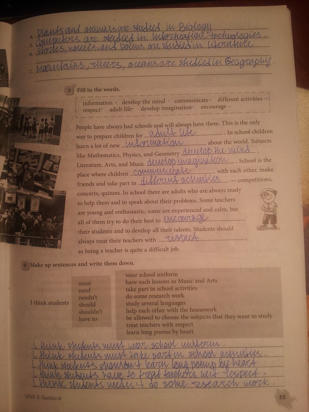 Рабочая тетрадь, 7 класс, Биболетова М.З., Бабушис Е.Е., 2015, задание: стр.55