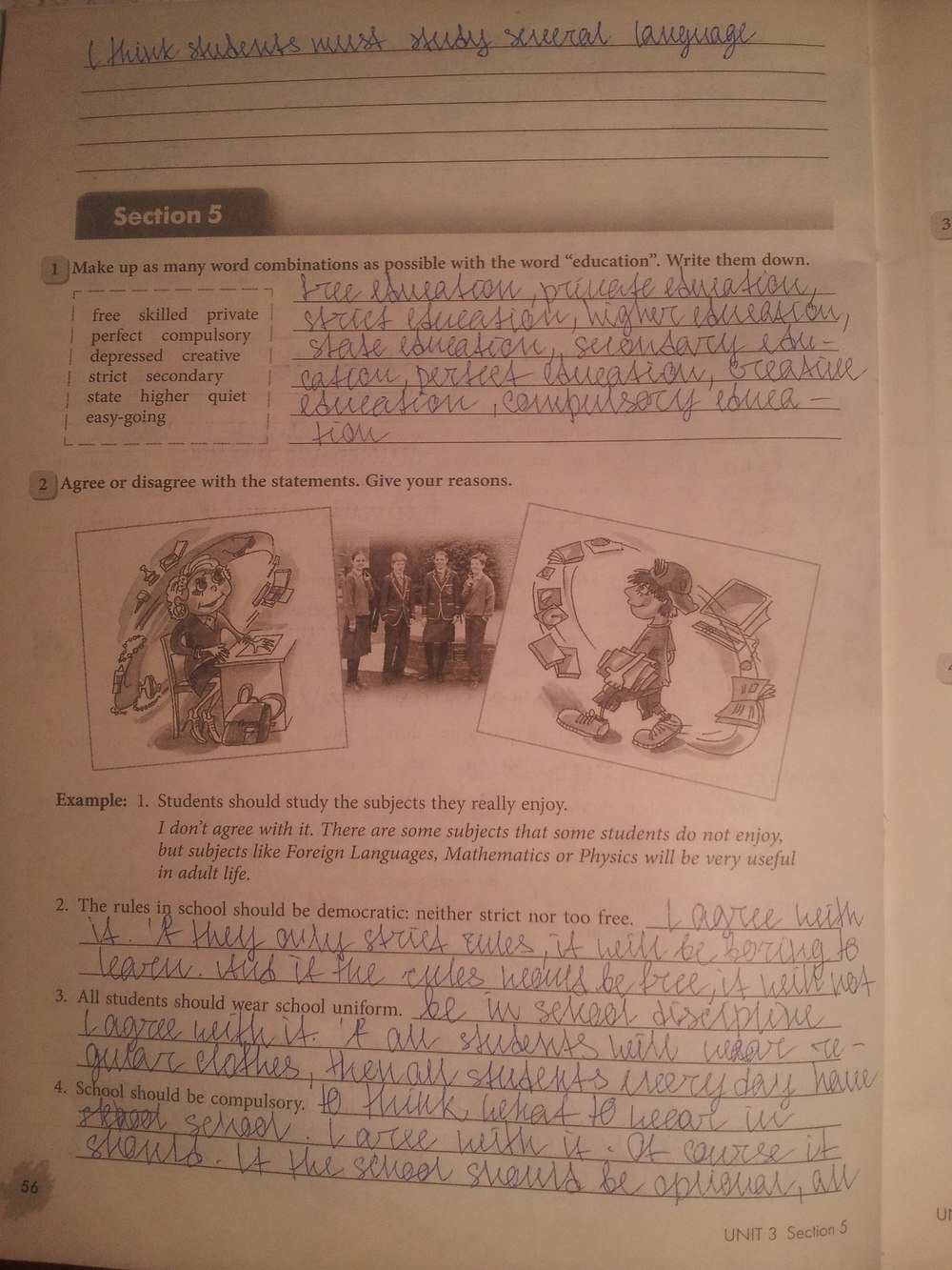 Рабочая тетрадь, 7 класс, Биболетова М.З., Бабушис Е.Е., 2015, задание: стр.56