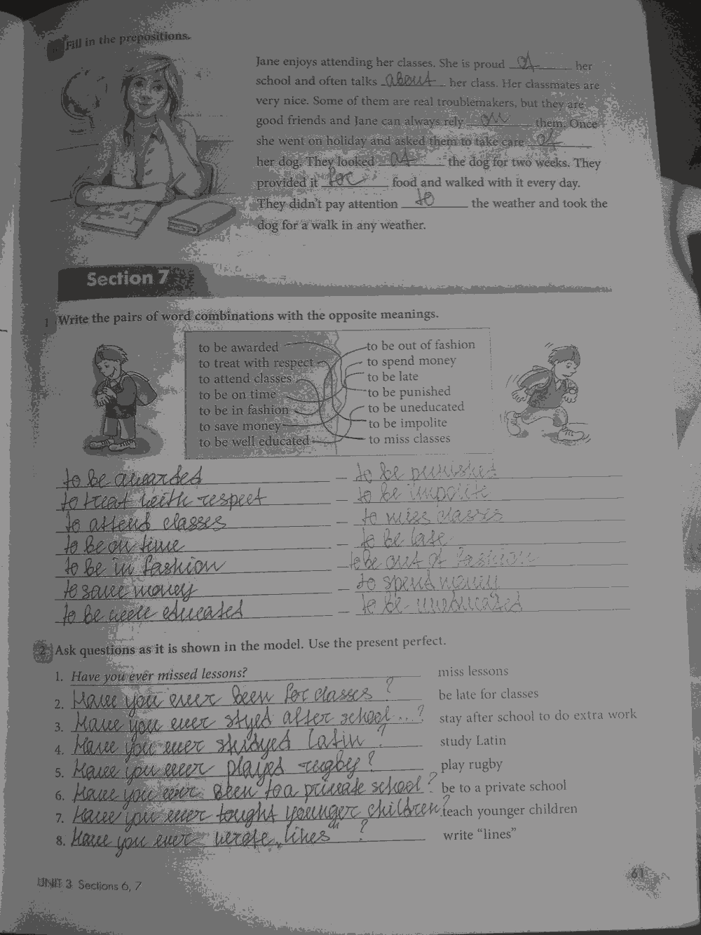 Рабочая тетрадь, 7 класс, Биболетова М.З., Бабушис Е.Е., 2015, задание: стр.61