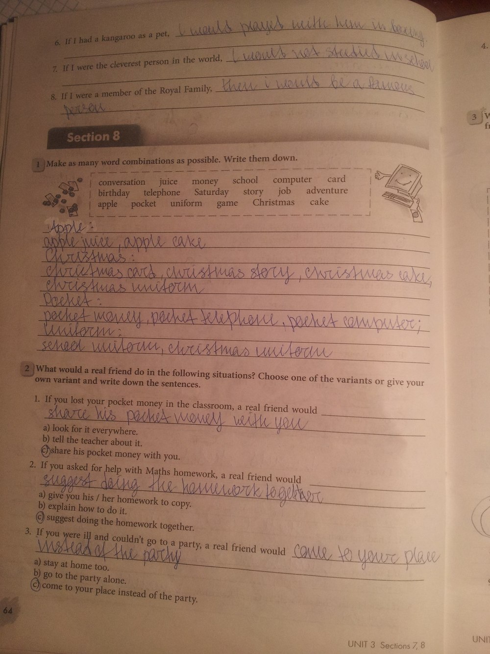 Рабочая тетрадь, 7 класс, Биболетова М.З., Бабушис Е.Е., 2015, задание: стр.64