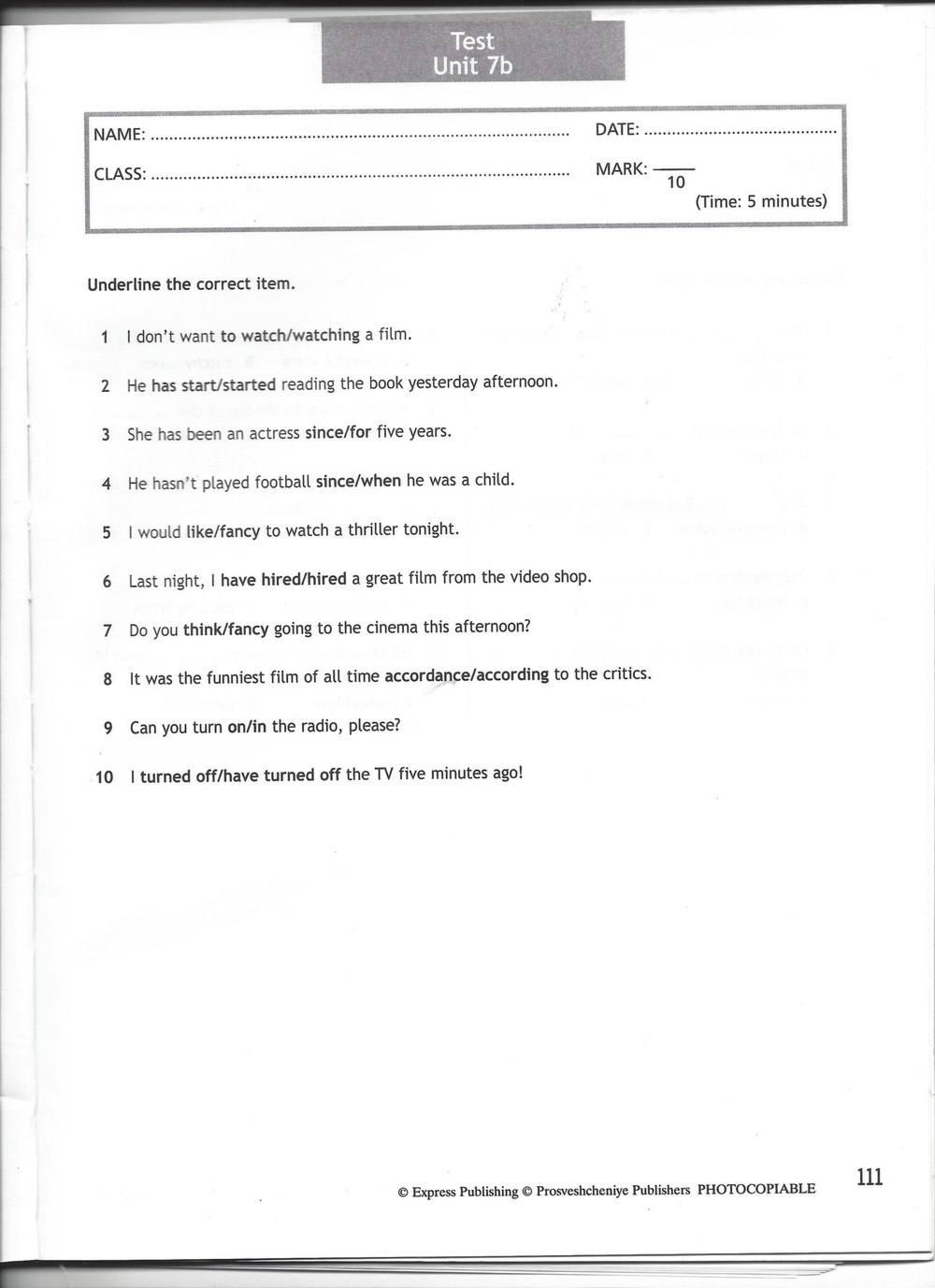 Spotlight 7: Test Booklet. Контрольные задания, 7 класс, Ваулина Юлия, Вирджиния Эванс, Дули Дженни, 2015, задание: стр. 111