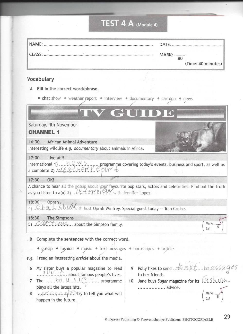 Spotlight 7: Test Booklet. Контрольные задания, 7 класс, Ваулина Юлия, Вирджиния Эванс, Дули Дженни, 2015, задание: стр. 29