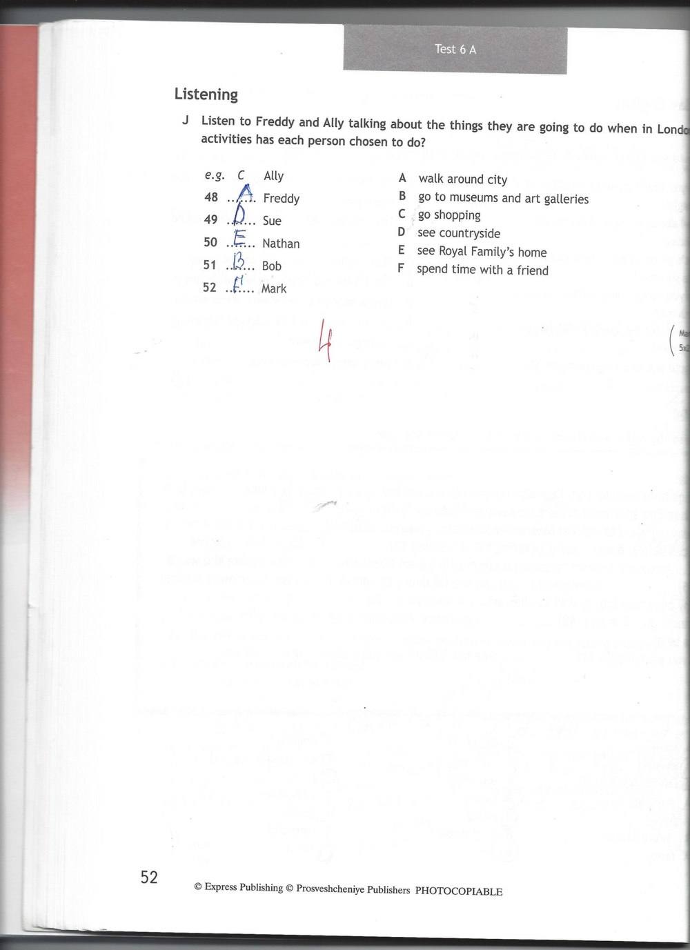 Spotlight 7: Test Booklet. Контрольные задания, 7 класс, Ваулина Юлия, Вирджиния Эванс, Дули Дженни, 2015, задание: стр. 52