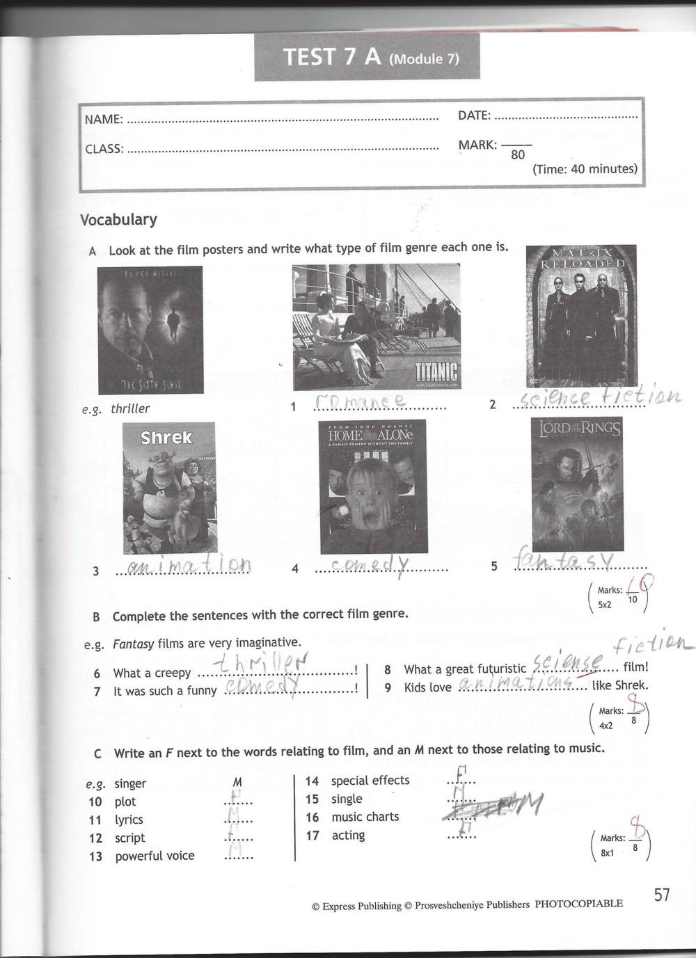 Spotlight 7: Test Booklet. Контрольные задания, 7 класс, Ваулина Юлия, Вирджиния Эванс, Дули Дженни, 2015, задание: стр. 57