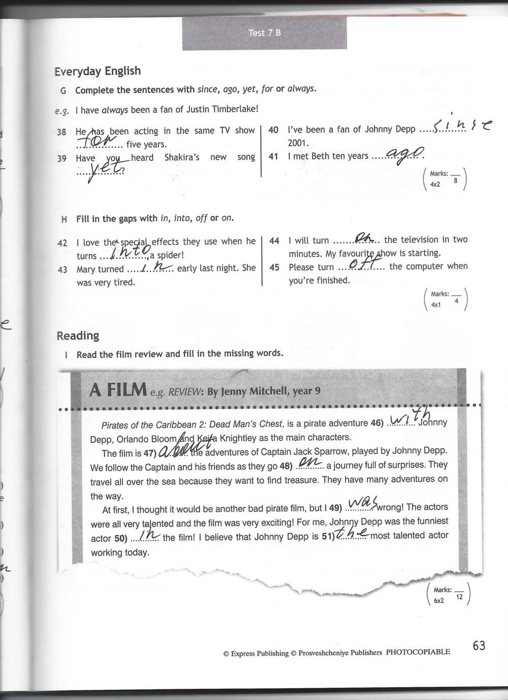 Spotlight 7: Test Booklet. Контрольные задания, 7 класс, Ваулина Юлия, Вирджиния Эванс, Дули Дженни, 2015, задание: стр. 63