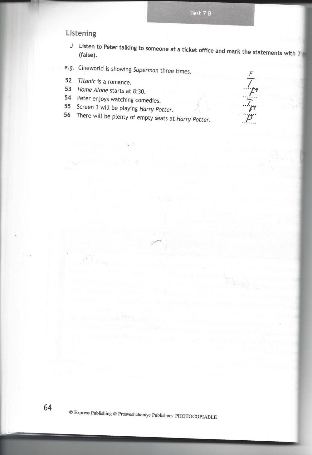 Spotlight 7: Test Booklet. Контрольные задания, 7 класс, Ваулина Юлия, Вирджиния Эванс, Дули Дженни, 2015, задание: стр. 64