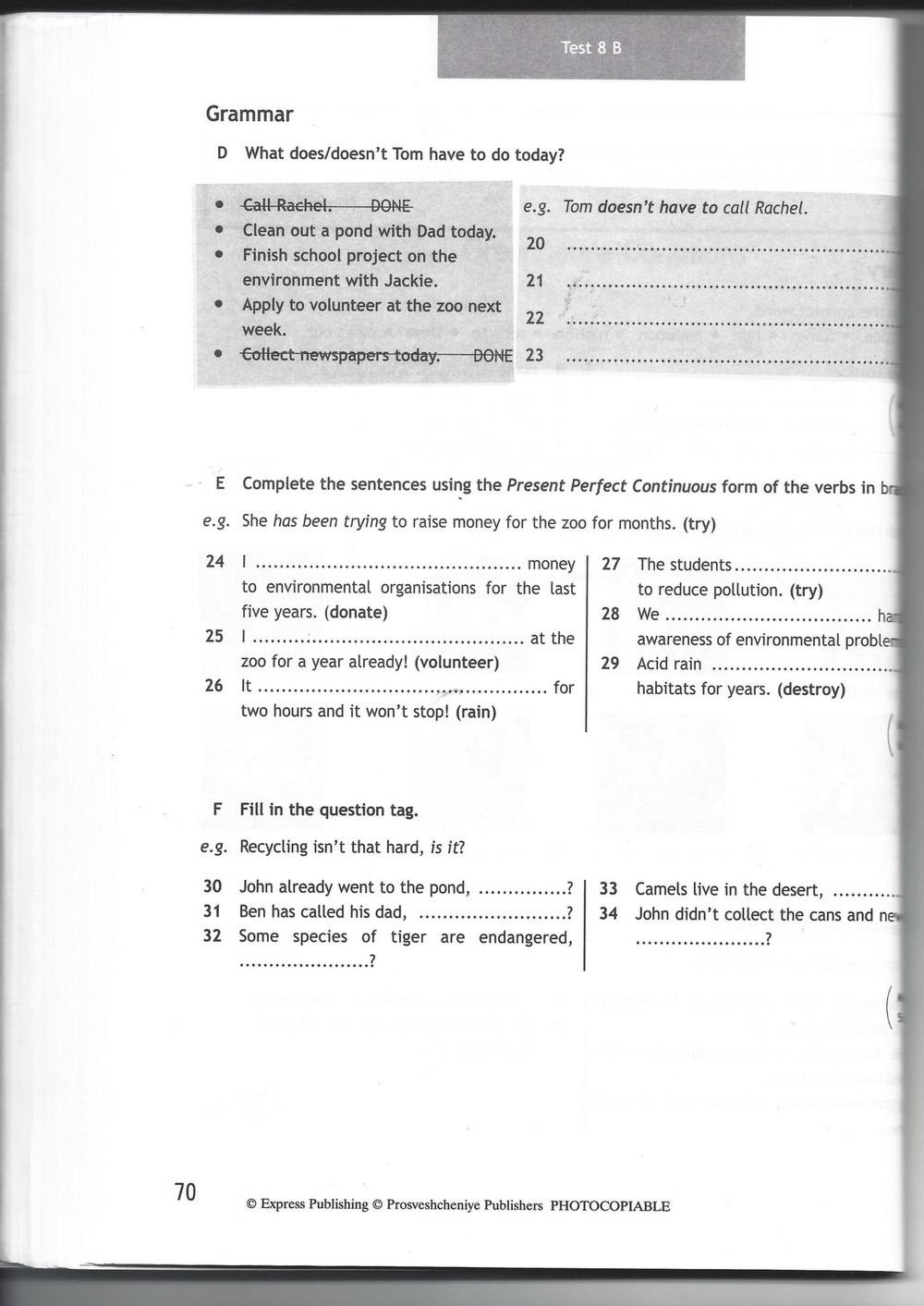 Spotlight 7: Test Booklet. Контрольные задания, 7 класс, Ваулина Юлия, Вирджиния Эванс, Дули Дженни, 2015, задание: стр. 70