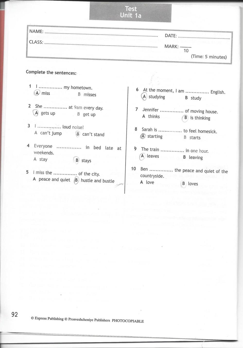 Spotlight 7: Test Booklet. Контрольные задания, 7 класс, Ваулина Юлия, Вирджиния Эванс, Дули Дженни, 2015, задание: стр. 92