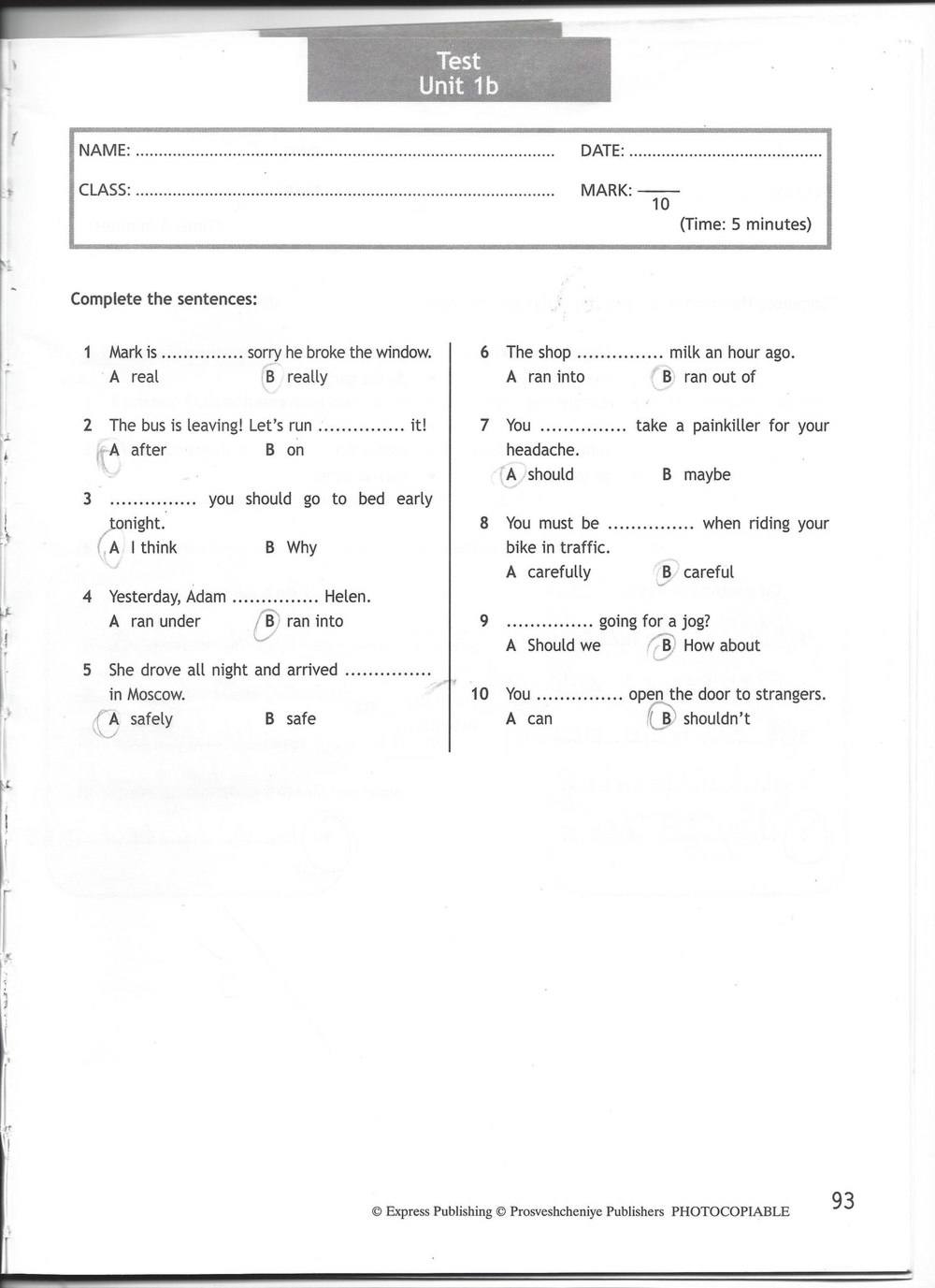 Spotlight 7: Test Booklet. Контрольные задания, 7 класс, Ваулина Юлия, Вирджиния Эванс, Дули Дженни, 2015, задание: стр. 93