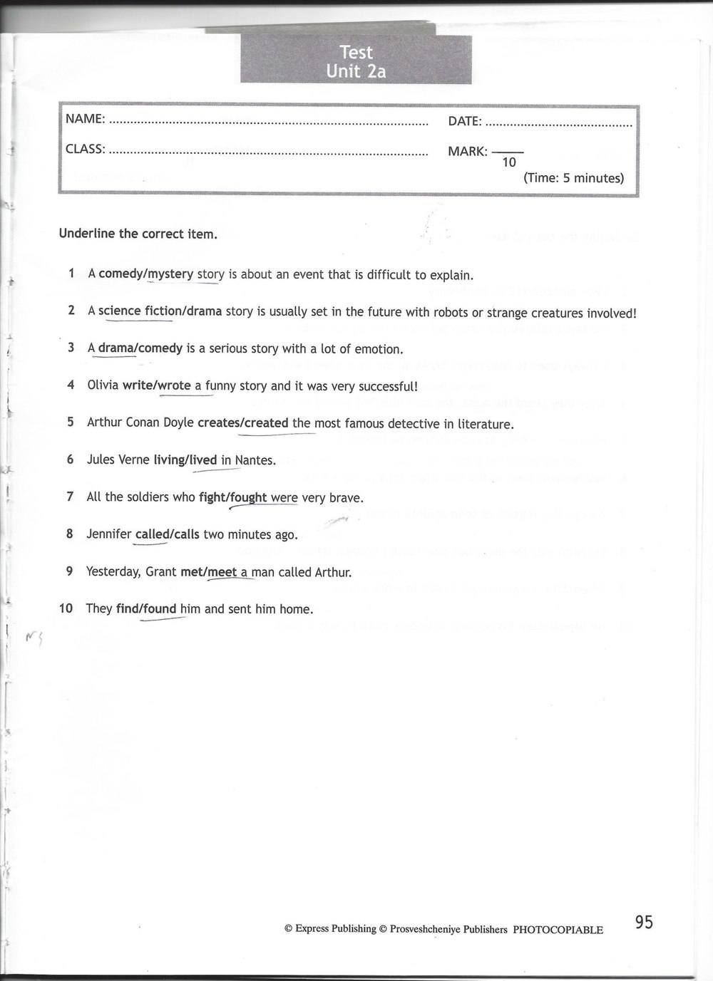 Spotlight 7: Test Booklet. Контрольные задания, 7 класс, Ваулина Юлия, Вирджиния Эванс, Дули Дженни, 2015, задание: стр. 95