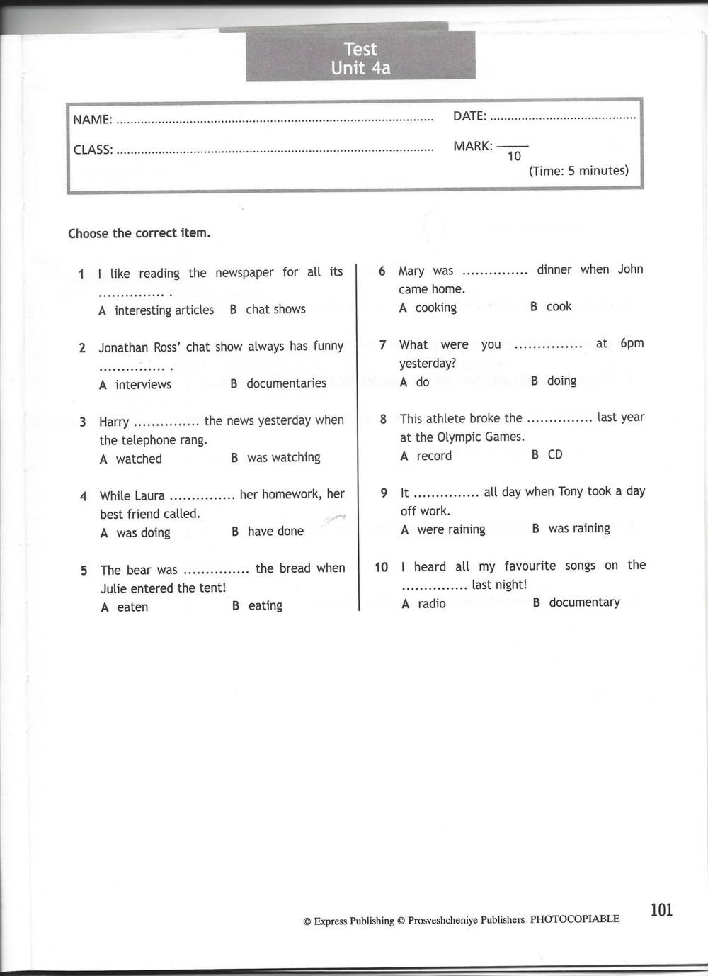 Spotlight 7: Test Booklet. Контрольные задания, 7 класс, Ваулина Юлия, Вирджиния Эванс, Дули Дженни, 2015, задание: стр. 101