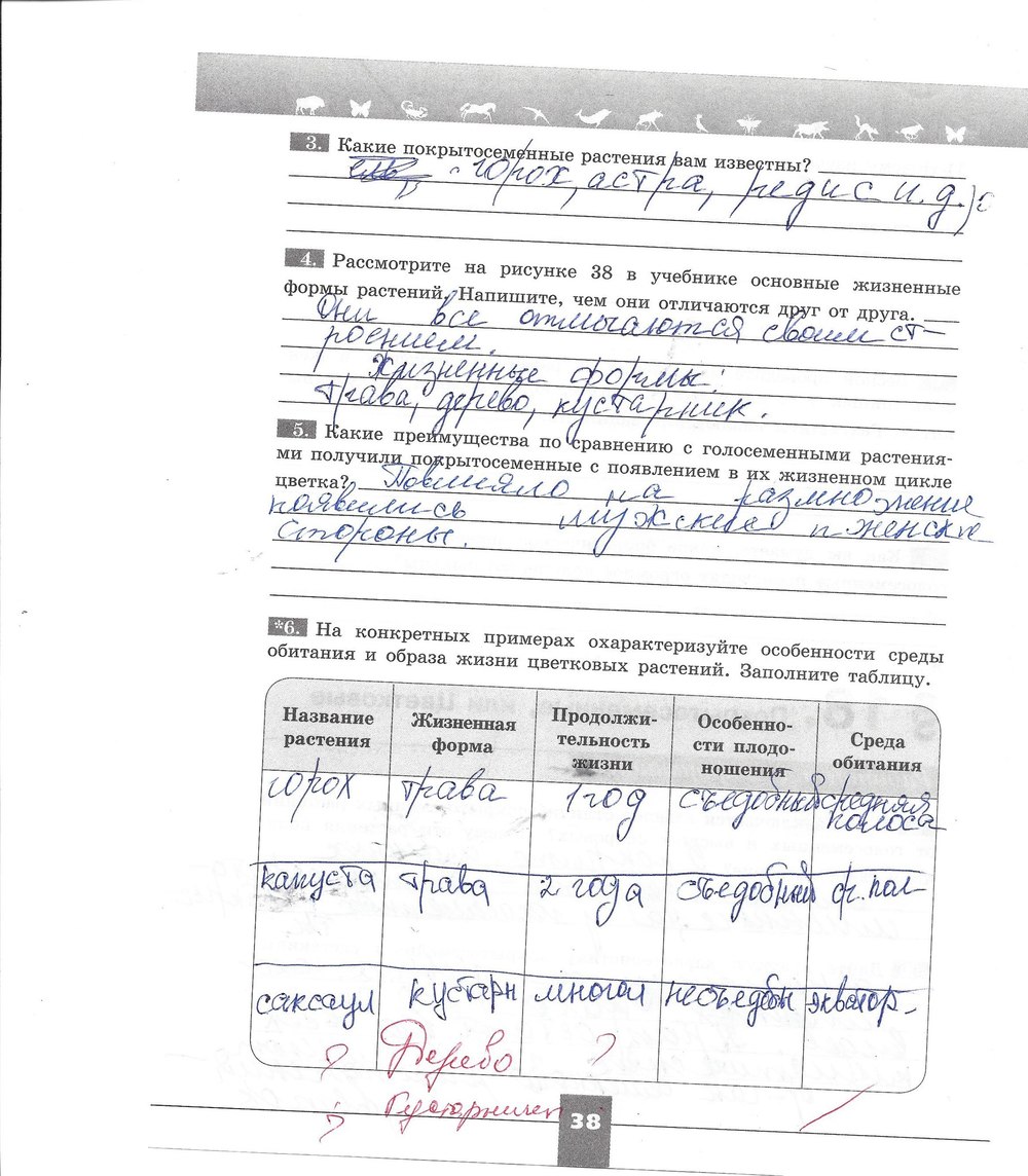 Рабочая тетрадь. Серия линия жизни, 7 класс, Пасечник В.В., Швецов Г.Г., 2015, задание: стр. 38