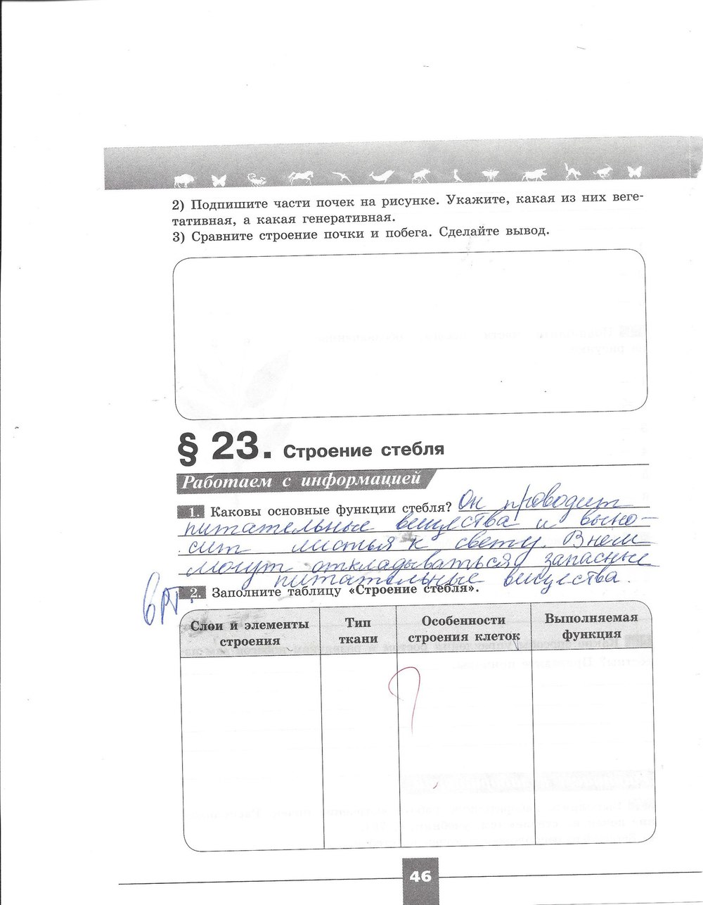 Рабочая тетрадь. Серия линия жизни, 7 класс, Пасечник В.В., Швецов Г.Г., 2015, задание: стр. 46