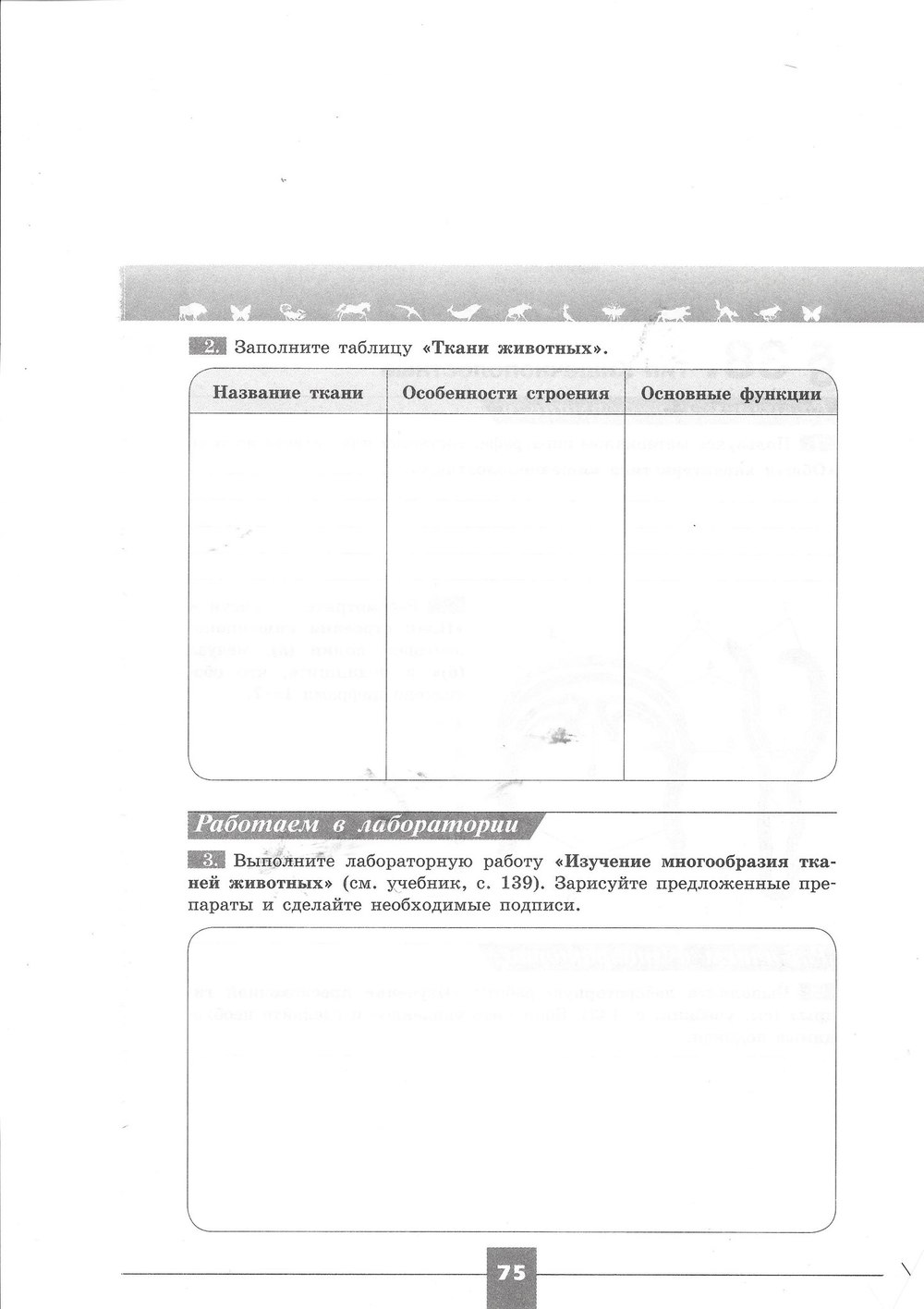 Рабочая тетрадь. Серия линия жизни, 7 класс, Пасечник В.В., Швецов Г.Г., 2015, задание: стр. 75