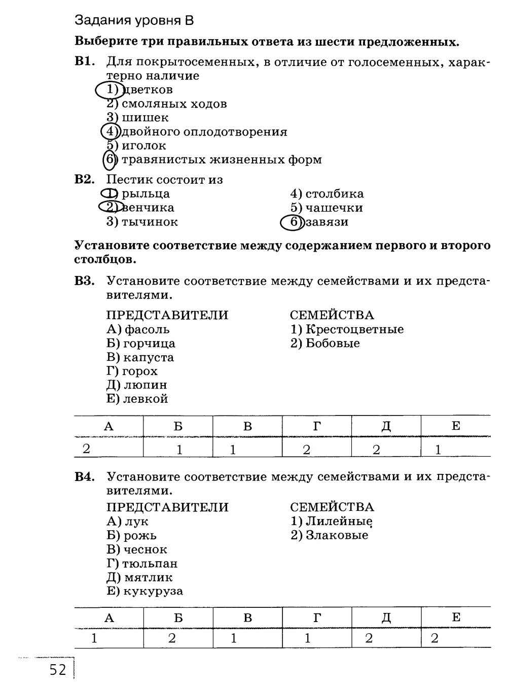 Рабочая тетрадь, 7 класс, Захаров В.Б., Сонин Н.И., 2015, задание: стр. 52