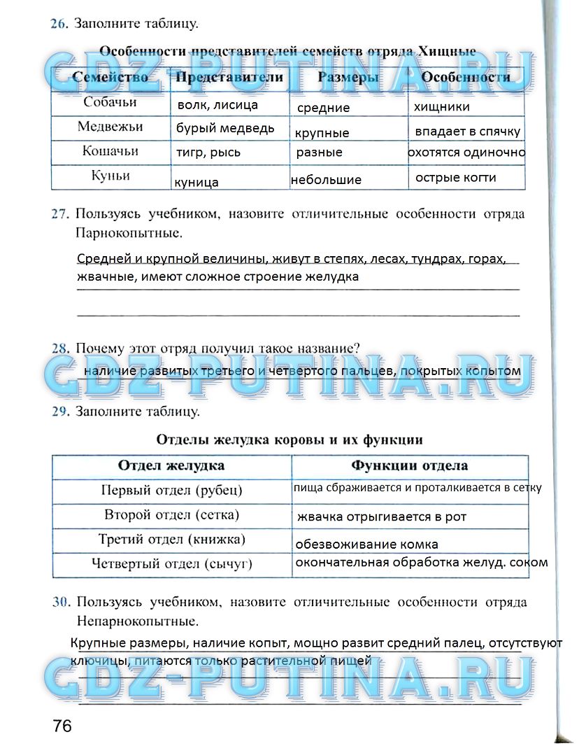 Рабочая тетрадь, 7 класс, Преображенская Н.В., 2011, задание: 76