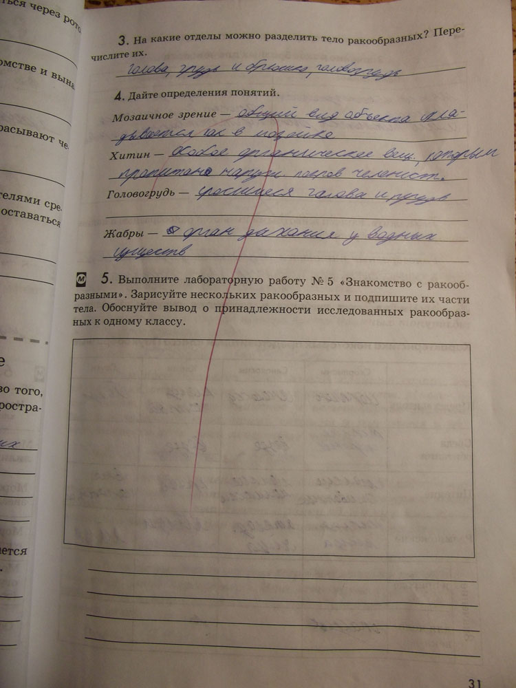 Рабочая тетрадь. Животные, 7 класс, Латюшин, Ламехова, Шапкин, 2016, задача: стр. 31
