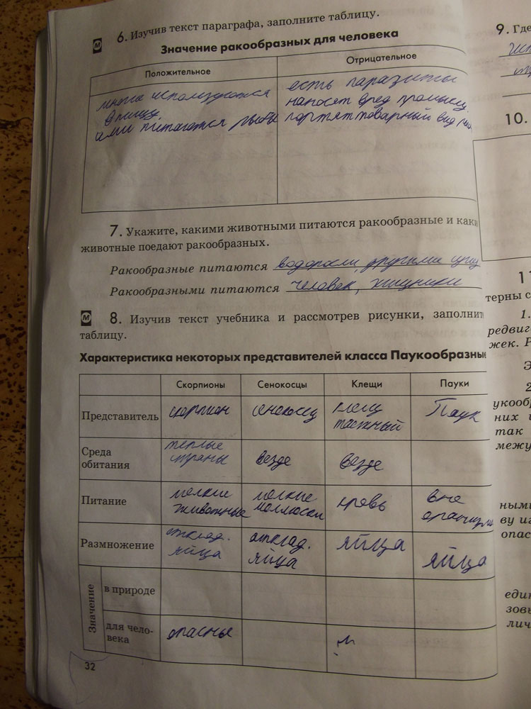 Рабочая тетрадь. Животные, 7 класс, Латюшин, Ламехова, Шапкин, 2016, задача: стр. 32