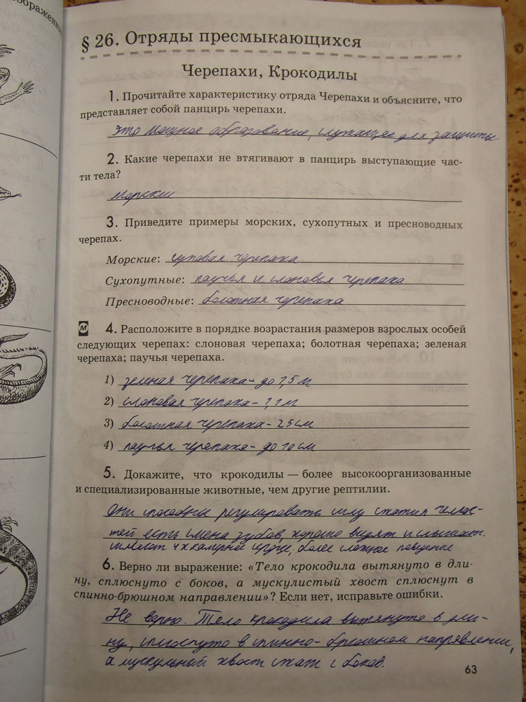 Рабочая тетрадь. Животные, 7 класс, Латюшин, Ламехова, Шапкин, 2016, задача: стр. 63