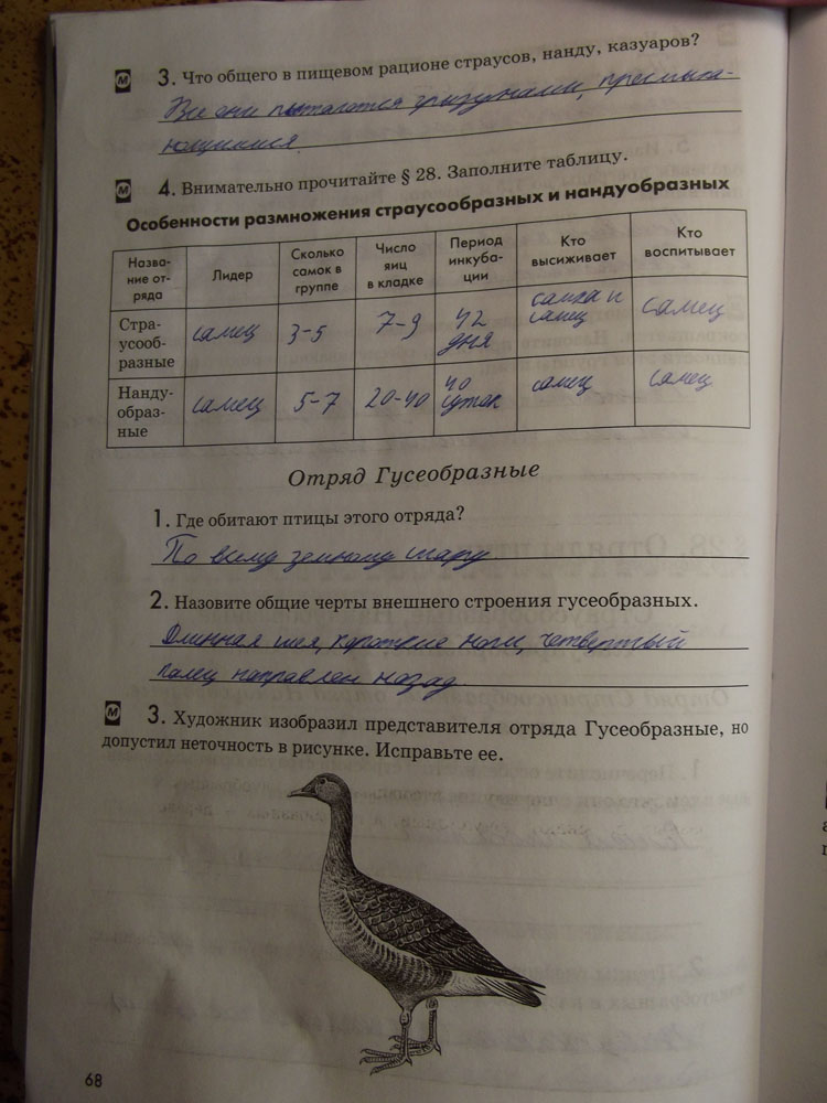 Рабочая тетрадь. Животные, 7 класс, Латюшин, Ламехова, Шапкин, 2016, задача: стр. 68