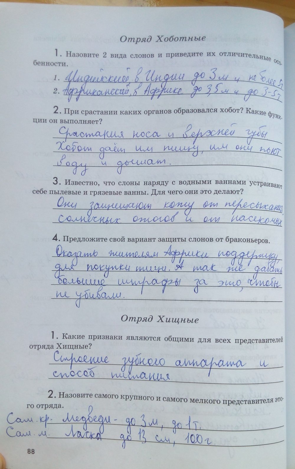 Рабочая тетрадь. Животные, 7 класс, Латюшин В. В., Ламехова Е. А., 2011, задание: стр. 88