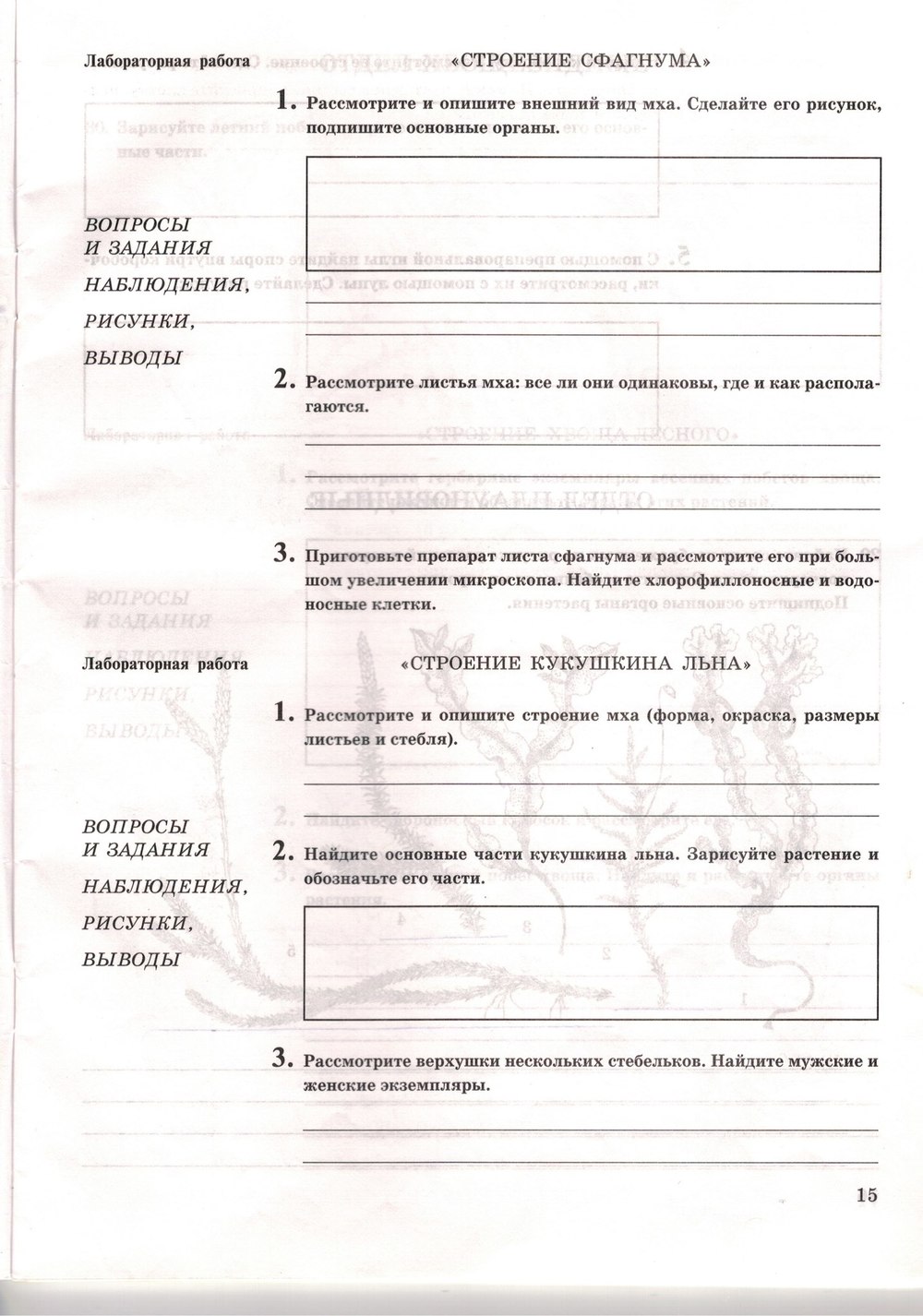 Рабочая тетрадь. Многообразие живых организмов, 7 класс, Захаров В.Б., Сонин Н.И., 2006, задание: стр. 15