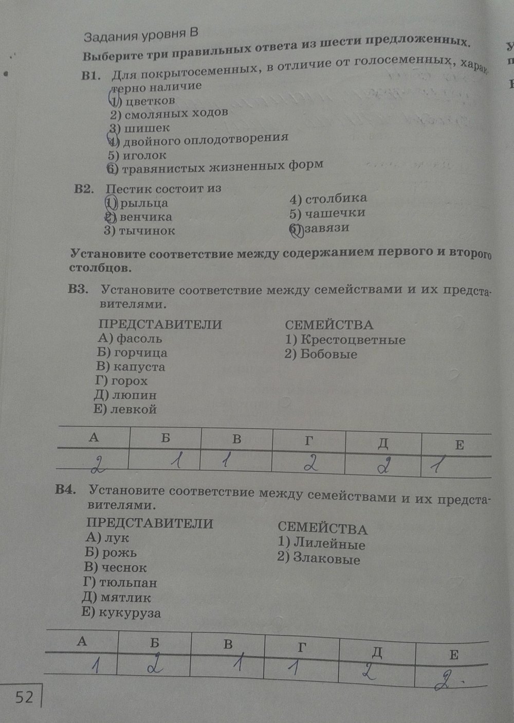 Рабочая тетрадь. Многообразие живых организмов, 7 класс, Захаров, Сонин, 2016, задача: стр. 52