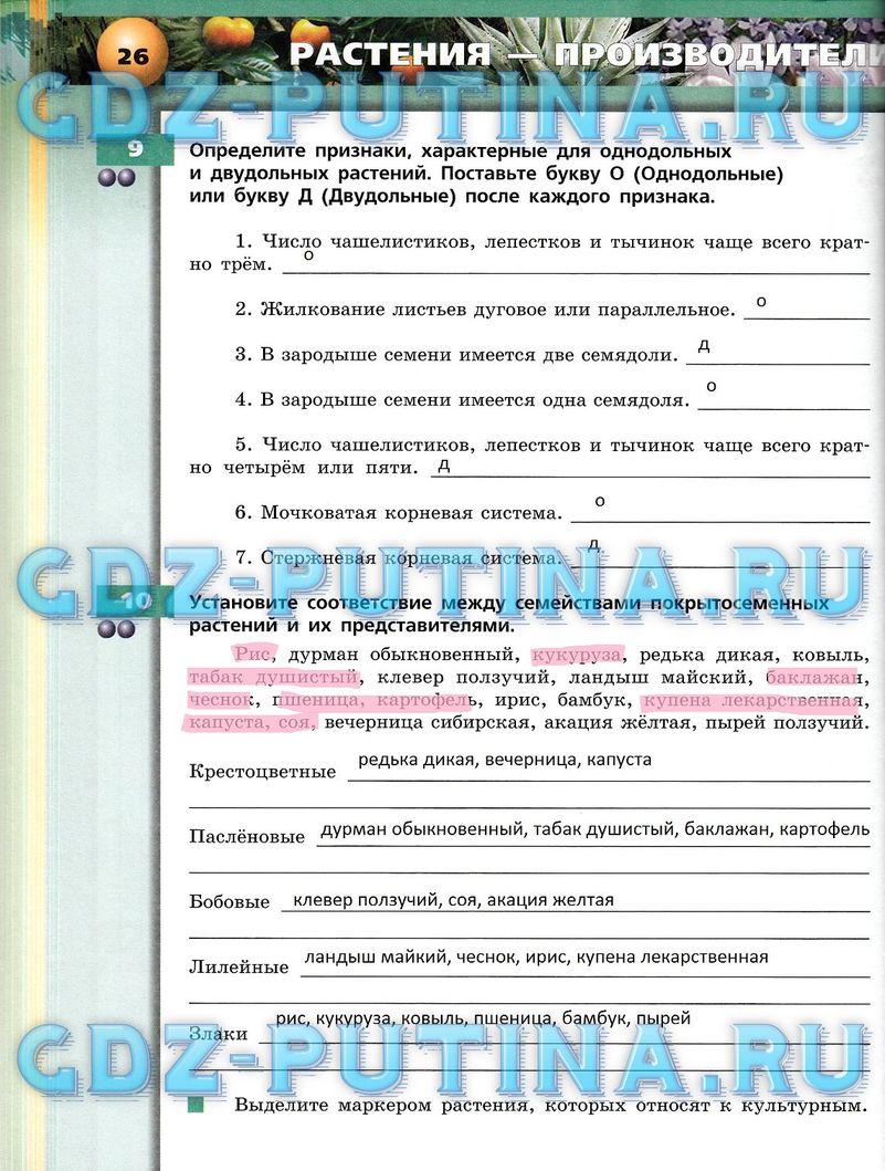 Рабочая тетрадь, 7 класс, Сухорукова Л.Н., Кучменко В.С., Власова Е.А., 2014, задание: 26