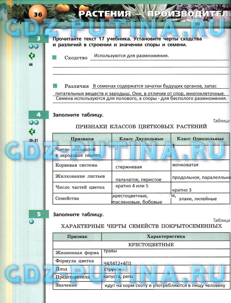 Рабочая тетрадь, 7 класс, Сухорукова Л.Н., Кучменко В.С., Власова Е.А., 2014, задание: 36