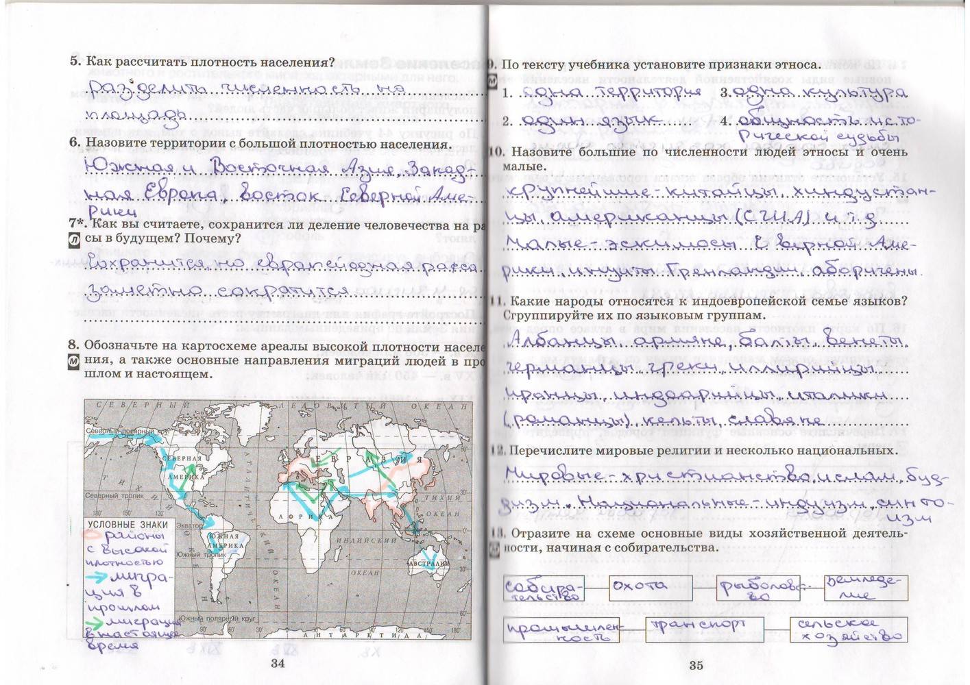 Рабочая тетрадь, 7 класс, Душина, Коринская, 2016, задача: стр. 34-35