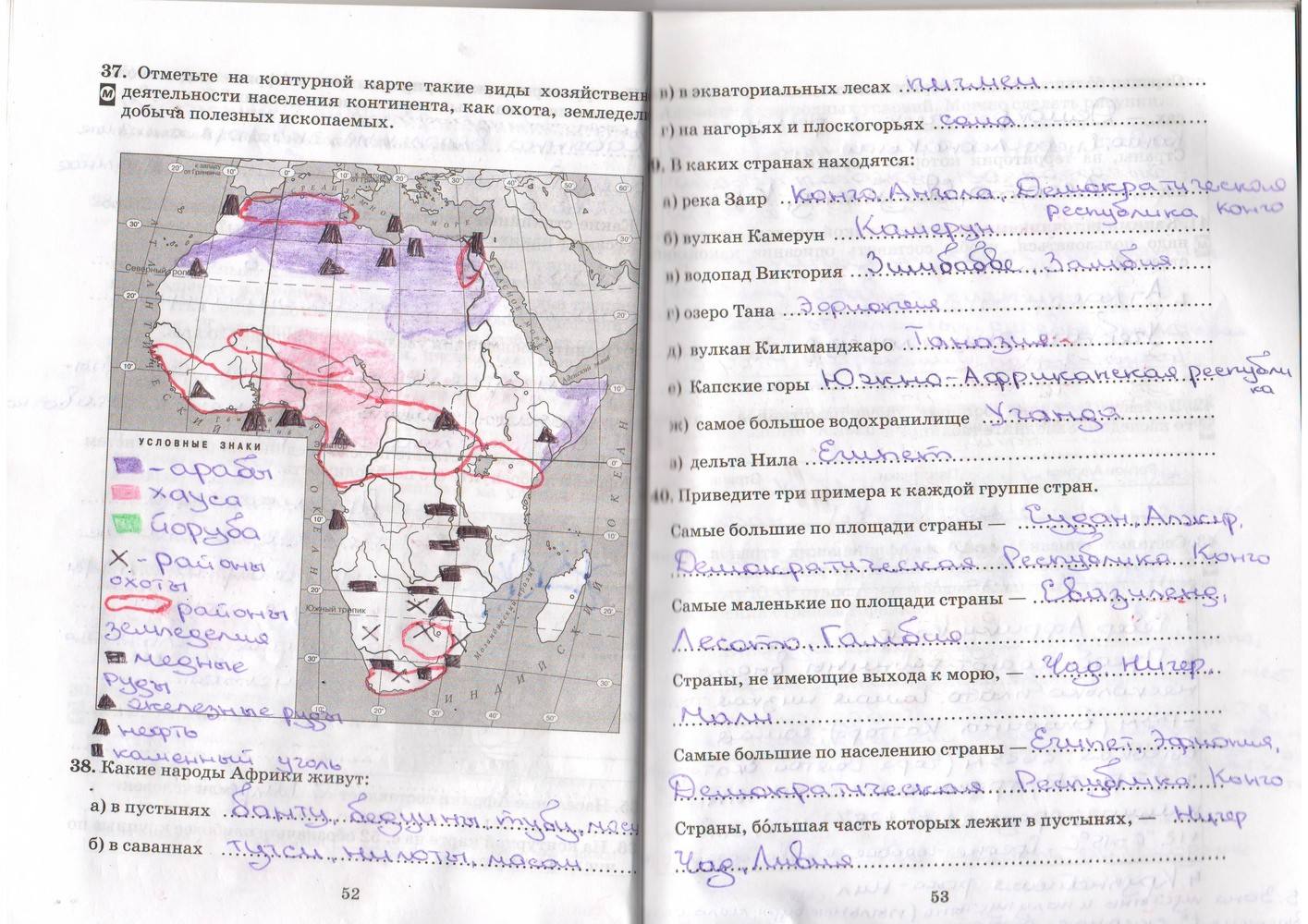 Рабочая тетрадь, 7 класс, Душина, Коринская, 2016, задача: стр. 52-53