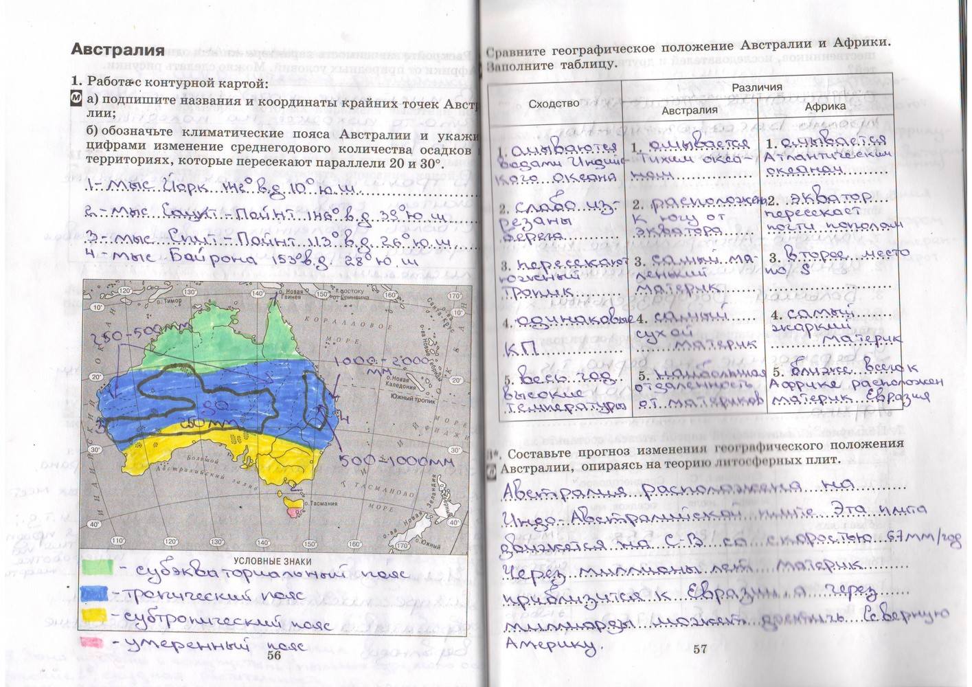 Рабочая тетрадь, 7 класс, Душина, Коринская, 2016, задача: стр. 56-57