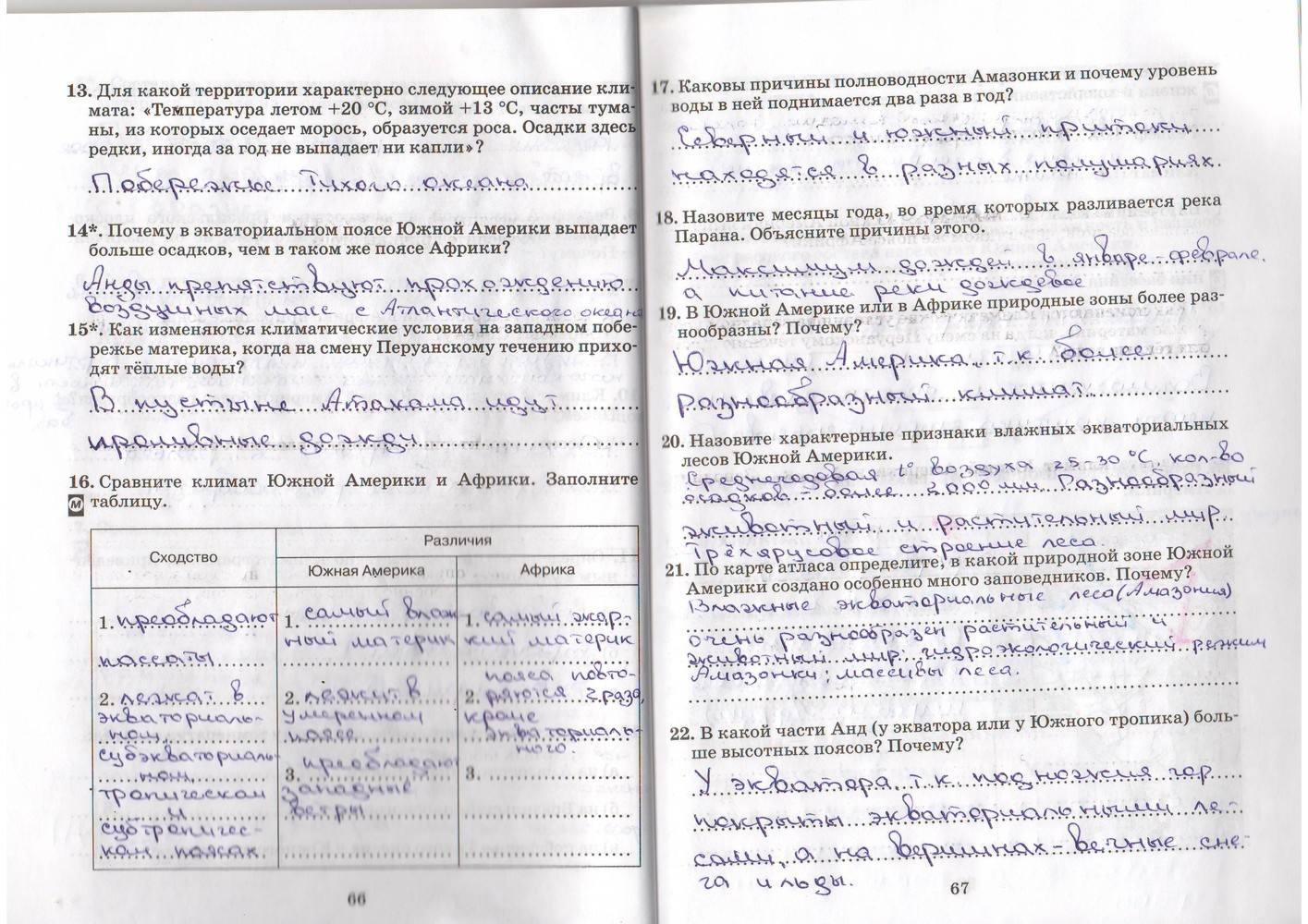 Рабочая тетрадь, 7 класс, Душина, Коринская, 2016, задача: стр. 66-67