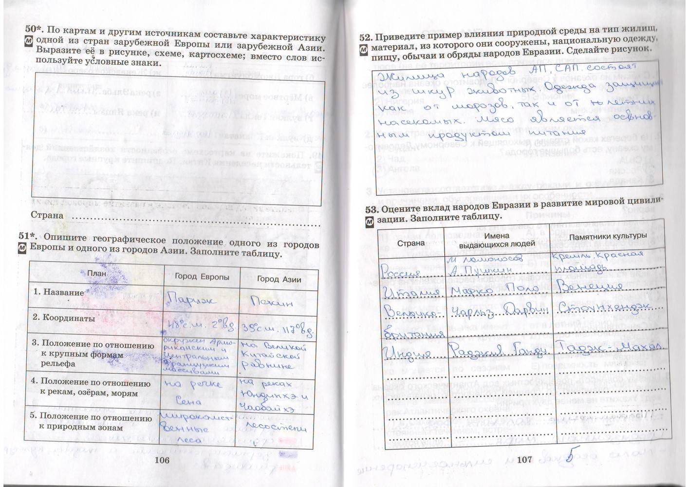 Рабочая тетрадь, 7 класс, Душина, Коринская, 2016, задача: стр. 106-107