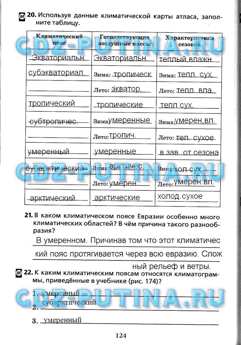 Рабочая тетрадь, 7 класс, Душина, 2015, задача: 124