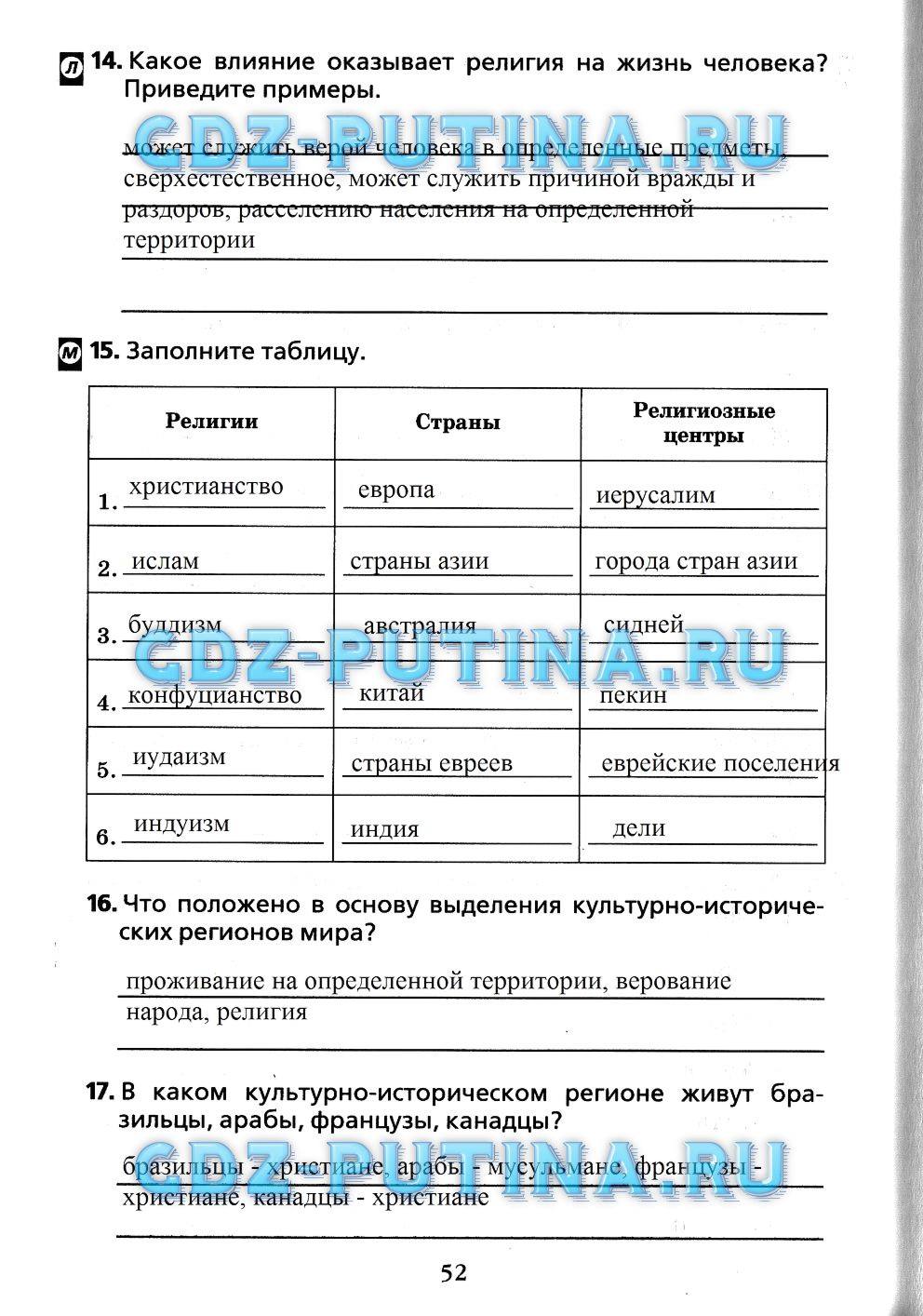 Рабочая тетрадь, 7 класс, Душина, 2015, задача: 52