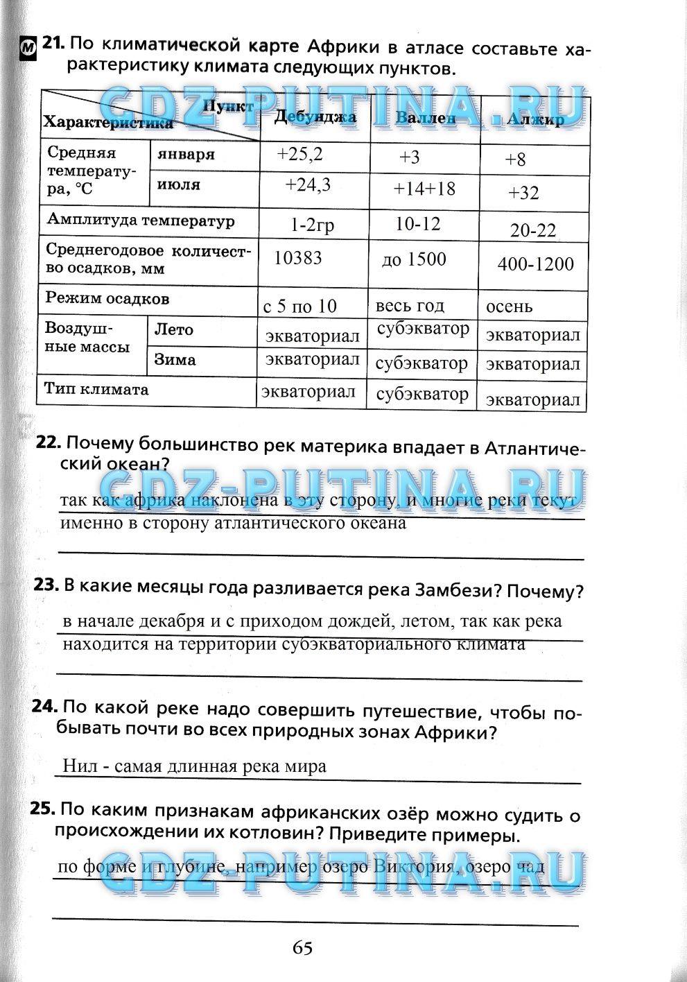 Рабочая тетрадь, 7 класс, Душина, 2015, задача: 65