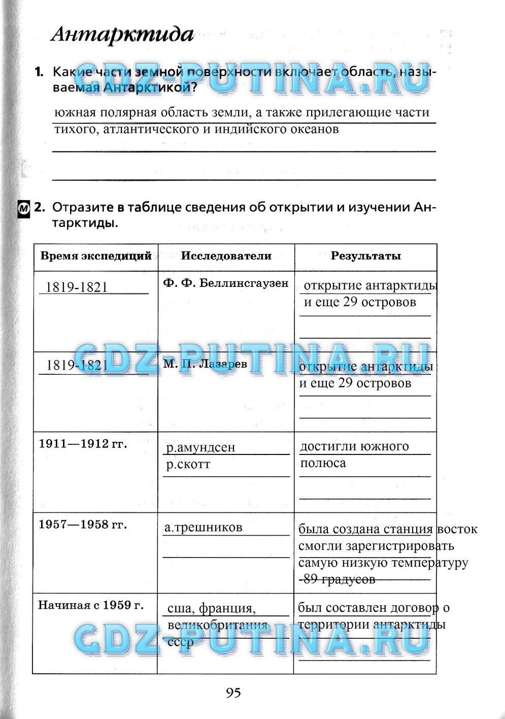 Рабочая тетрадь, 7 класс, Душина, 2015, задача: 95