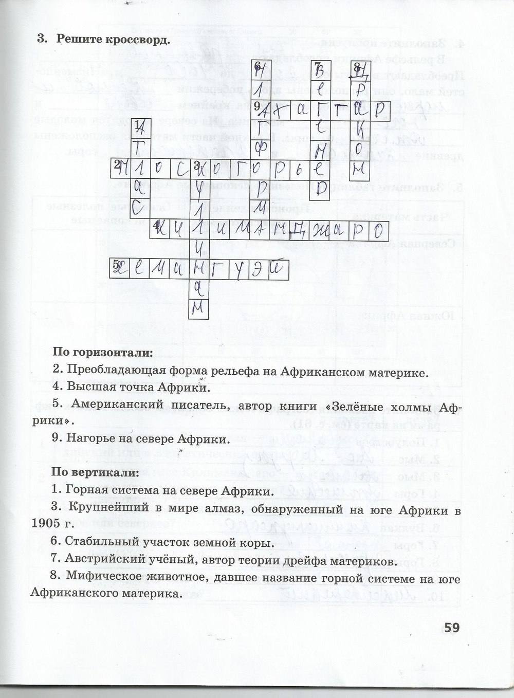 Рабочая тетрадь. Часть 1, 7 класс, Домогацких Е. М. Домогацких Е. Е., 2015, задание: стр. 59