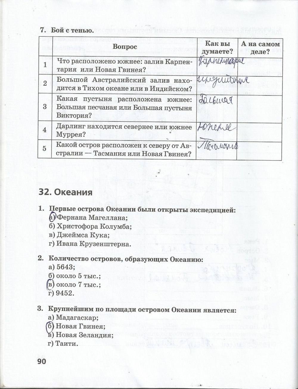 Рабочая тетрадь. Часть 1, 7 класс, Домогацких Е. М. Домогацких Е. Е., 2015, задание: стр. 90