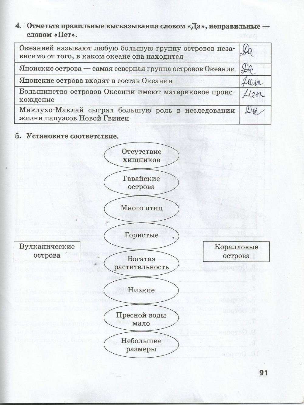 Рабочая тетрадь. Часть 1, 7 класс, Домогацких Е. М. Домогацких Е. Е., 2015, задание: стр. 91