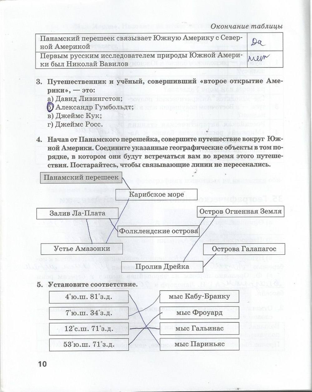 Рабочая тетрадь. Часть 2, 7 класс, Домогацких Е. М. Домогацких Е. Е., 2015, задание: стр. 10