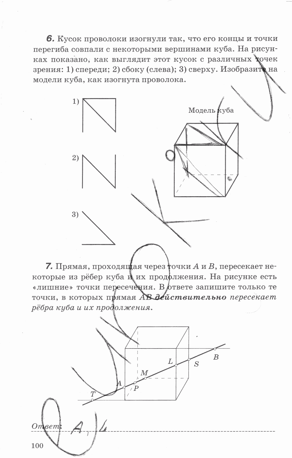 Рабочая тетрадь, 7 класс, В.Ю. Протасов, Шарыгин, 2014, задание: стр. 100