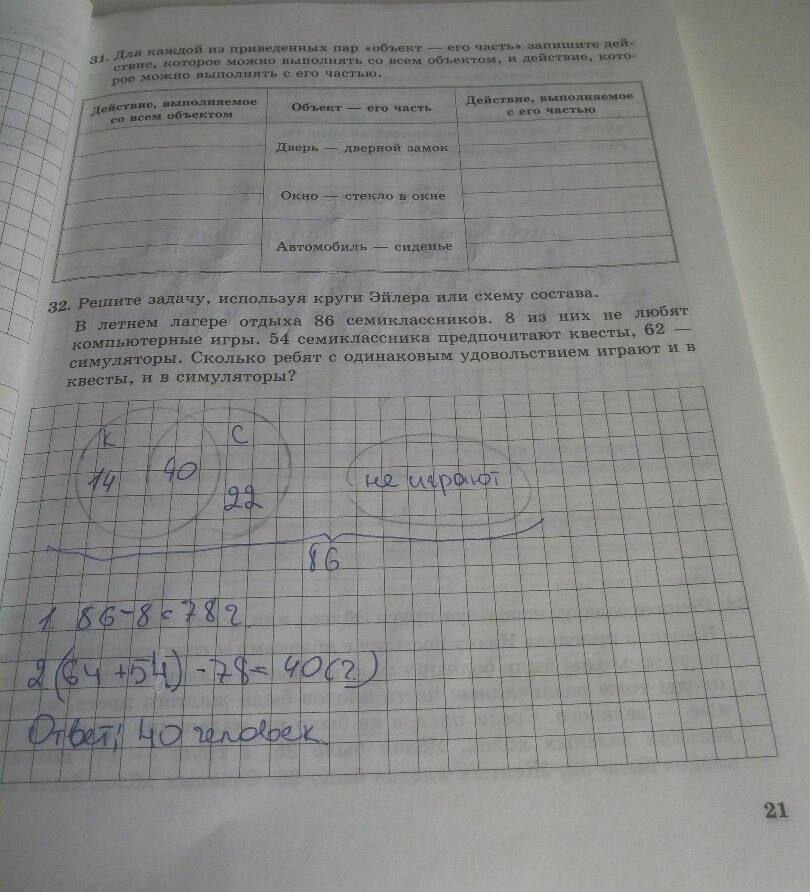 Рабочая тетрадь, 7 класс, Босова Л.Л., 2012, задание: стр. 21