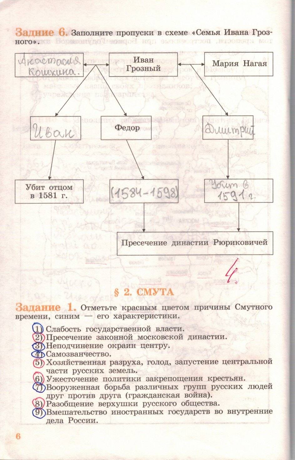 Рабочая тетрадь, 7 класс, Данилов А.А., Косулина Л.Г., задание: стр. 6