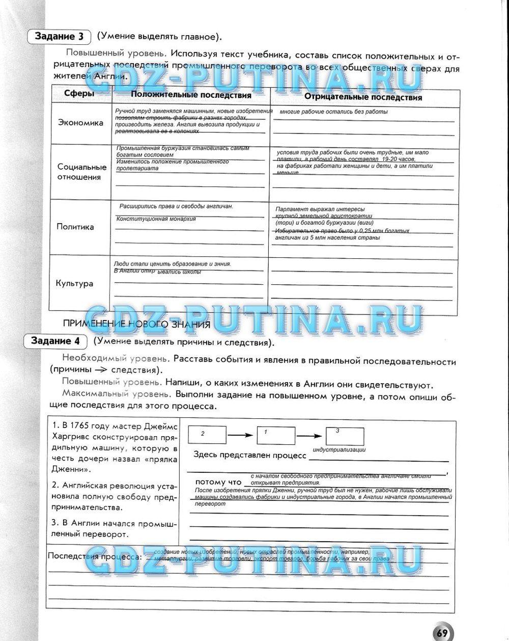 Рабочая тетрадь. Всеобщая история. История Нового времени, 7 класс, Малкова Л. А., Данилов Д. Д., Сизова Е. В., 2013, задание: 69