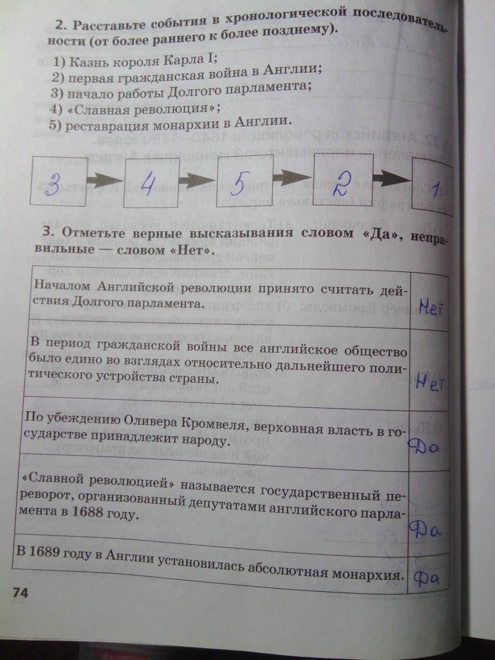 Рабочая тетрадь. К учебнику О.В. Дмитриевой. История Нового времени. ХV-ХVII век, 7 класс, Стецюра Т.Д., 2015, задание: Стр.74