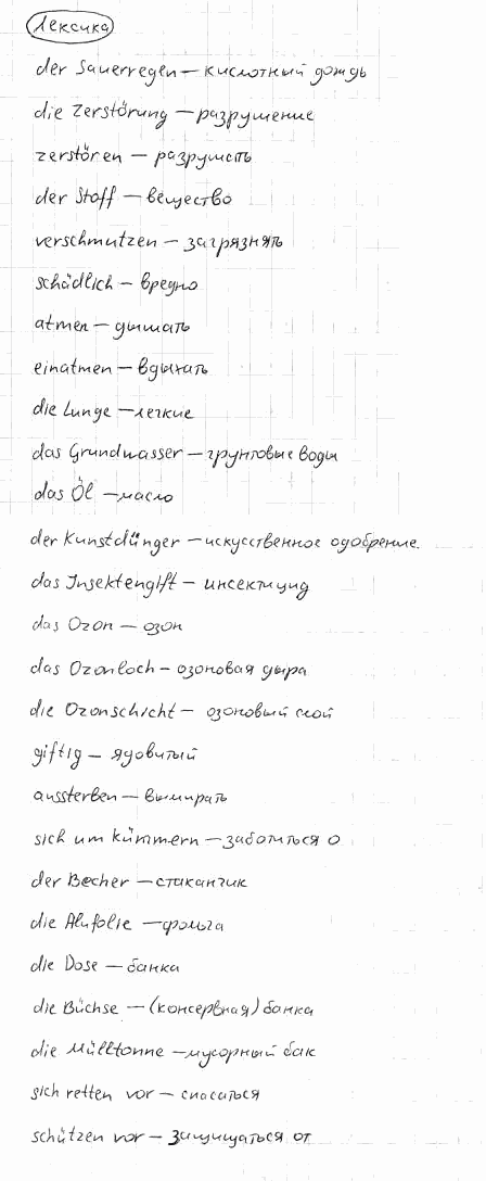 Немецкий язык, 7 класс, Бим И.Л., Садомова Л.В., 2015, V. Sorgen wir gemeinsam f. 1, Задание: LEKSIKA