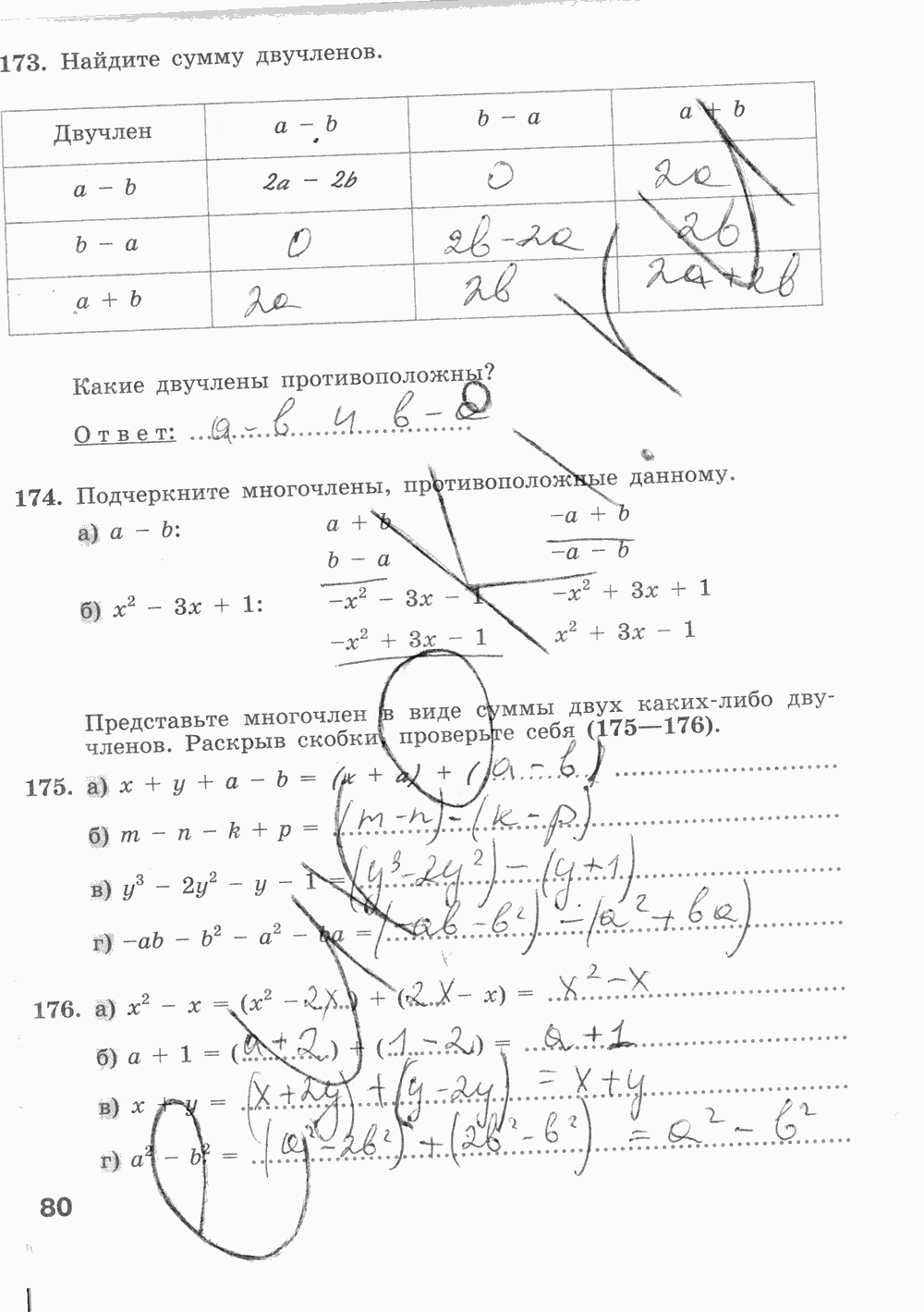 Рабочая тетрадь, 7 класс, С.С. Минаева Л.О. Рослова, 2011-2014, задание: стр. 80