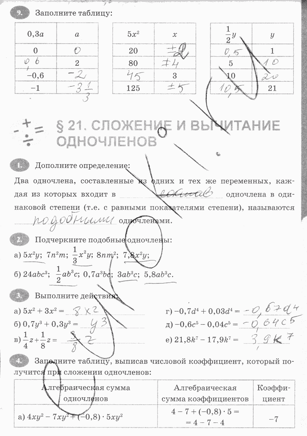 Рабочая тетрадь, 7 класс, А.Г. Мордкович, Е.М. Ключникова И.В. Комиссарова, 2013, задание: стр. 71